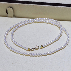 สร้อยคอมุกน้ำจืดธรรมชาติขนาด 4 มม. แสงเงาสวยงาม ตำหนิเล็กน้อย ดีไซน์หัวเข็มขัดทันสมัย สร้อยคอประดับกระดูกไหปลาร้า - Product Image 3