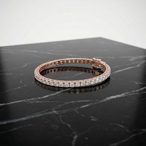 Pulsera de tenis clásica de oro rosa con diamantes cultivados en laboratorio para mujer Zyorio Jewels, chapada en plata de ley 925, regalo para bodas y fiestas - Product Image 4