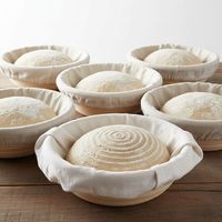 Panier de levage pour pâte à sourde en rotin naturel, banneton rond avec doublure en lin, outil de fermentation du pain fait main