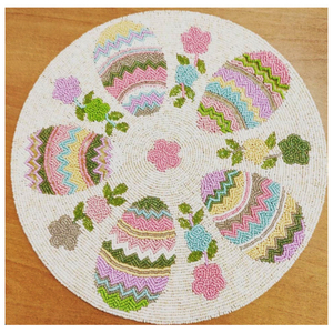 Napperons perlés noirs et dorés, broderie artisanale lourde à motif feuille, sets de table en perles de verre faits à la main, vente en gros - Product Image 5