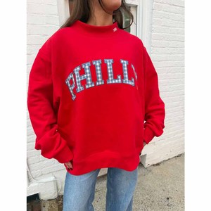Philly Custom <b>Mock</b> <b>Neck</b> Sweatshirt Crew <b>Neck</b> Unisex Cotton Fleece Chenille Letter Embroidery Gingham Patch Sorority Fraternity - Product Image 4