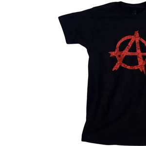 Camiseta Negra de Manga Corta para Hombre con Estampado del Símbolo de Anarquía Rojo, Cuello Redondo, Unisex, Corte Holgado, Tejido de Algodón Transpirable - Product Image 4