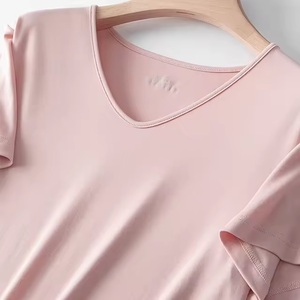 Camiseta Premium de Bambú para Mujer, Corte Ajustado, Transpirable, Cuello Redondo, Manga Corta, Personalizable, Informal, para Verano, Secado Rápido, OEM - Product Image 2