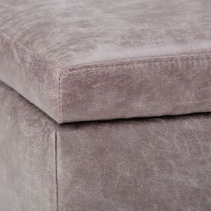 Owen Distressed Grey Taupe Coffee Table <b>Storage</b> Ottoman Stylish <b>Stool</b> & Ottoman Furniture - Product Image 6