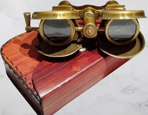 Jumelles victoriennes en laiton avec étui en cuir véritable, lunettes de champ vintage, instrument optique de style antique, vente en gros OEM - Product Image 6