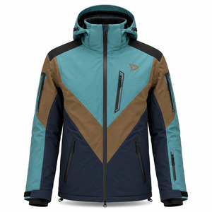 Men's Waterproof for 10,000mm Power Stretch Color Blocked <b>Ski</b> Jacket Hooded Synthetic Polyester Outdoor Wear - Product Image 2