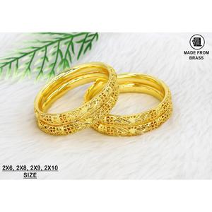 New Arrival Gold Plated 2pc Trendy Bangles India Dubai Arabic Special Bangles Bracelets <b>for</b> Women and <b>Bridal</b> Girls <b>Wedding</b> Gift - Product Image 5