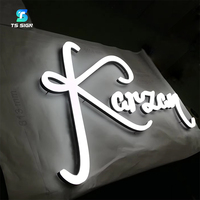 Enseigne commerciale lumineuse sur pied, lettres en relief 3D personnalisées en acrylique et acier inoxydable, logo éclairé par LED pour devanture de magasin