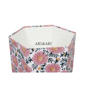 Poubelle en carton à couvercle roulant, imprimé floral, écologique, avec capacité personnalisée pour usage domestique et extérieur, 100% coton - Product Image 5