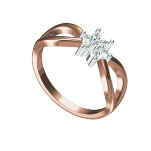 Bague florale avec diamants ronds de 0,15 TCW |   Bague élégante en or rose 14 carats avec motif floral, bijoux fins classiques pour femmes, cadeau d'anniversaire - Product Image 3