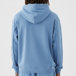 Sweat-shirts pour hommes en coton 100% 580 grammes, couleur unie, surdimensionnés, personnalisés OEM/ODM, avec logo imprimé en relief - Product Image 2