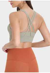 Nouveau soutien-gorge de sport pour femme à maintien élevé, long, dos croisé, rembourré, pour l'entraînement, le fitness et le yoga, avec soutien-gorge intégré - Product Image 5