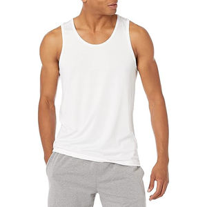 Camiseta sin mangas para hombre, mezcla de algodón y poliéster, chaleco de malla transpirable con patrón de punto, top transparente para gimnasio, ideal para verano. - Product Image 1