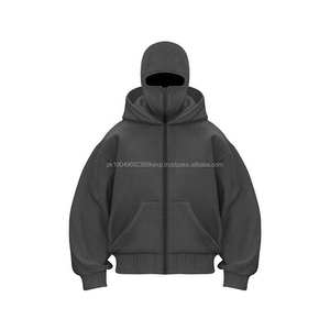Sweat à capuche balaclava pour homme avec logo personnalisé brodé, double couche, pull à fermeture éclair intégrale, taille plus, design surdimensionné 3D - Product Image 6