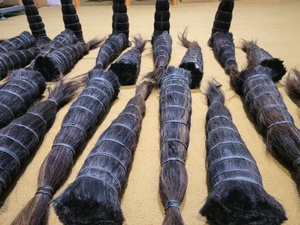 Natural <b>Black</b> <b>Raw</b> Buffalo Tail Hair Bundle Handmade Organic Material for DIY Craft Brush Making - Product Image 3