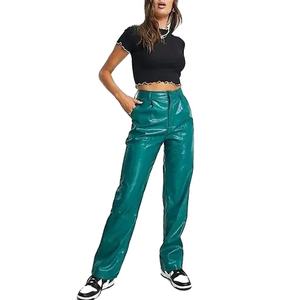 Nouveau style de haute qualité coupe ajustée jambe droite pantalon skinny en cuir pour femmes prix de gros respirant pantalon en cuir pour dames - Product Image 6