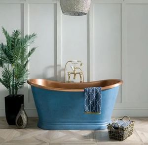 Baignoire autoportante en cuivre sur mesure, finition mate, baignoire de luxe en métal pour salle de bain - Product Image 3