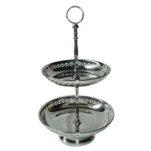 Support à gâteau rond en métal doré à 2 niveaux, présentoir à desserts, plateau de service pour cupcakes, organisateur de rangement élégant pour la cuisine, pour fruits - Product Image 2