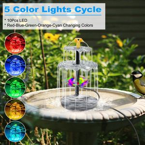 6W <b>Solar</b> Panel Powered <b>Water</b> <b>Fountain</b> <b>Pump</b> IP68 Waterproof with Battery Backup Adjustable 9.84ft Spray Height Garden Cabl Lights - Product Image 1