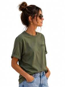 เสื้อยืดผู้หญิงฤดูร้อน สีกรมท่า ผ้าฝ้ายนุ่ม สวมใส่สบาย แขนสั้น ระบายอากาศได้ดี คุณภาพสูง ปรับแต่งได้ แฟชั่นเสื้อผ้า - Product Image 3
