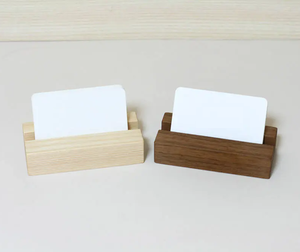 Natural Wood Place Card Display <b>Stand</b> <b>Desktop</b> Note Index Card Holder 2 Pieces Promotional Card Holder - Product Image 5