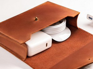 Handmade Leather Cable Organizer <b>Rustic</b> Cord Wrap Earphone Wire Keeper Traveler Tech Pouch <b>Desk</b> Storage Supply LCO-0006 - Product Image 2