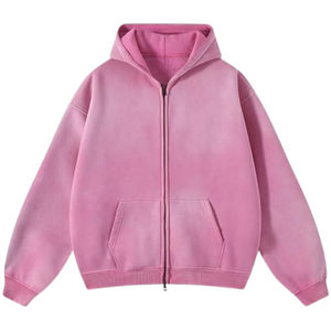 Sudadera con Capucha y Cierre de Cremallera Rosa Personalizada para Hombre y Mujer |   Sudaderas con Capucha de Forro Polar Grueso, Estampado Digital, Estilo Urbano, Hechas en Pakistán - Product Image 6