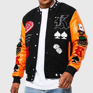 Chaqueta Bomber de Cuero Casual Estilo Urbano OEM/Venta al por Mayor, Chaquetas Varsity Personalizadas para Hombre, Cuello Alto, Invierno - Product Image 6