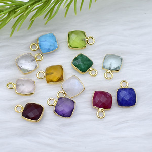 Faceted <b>Garnet</b> Charm Gold Electroplated Pendant | Cushoin Pendant Red Stone for Jewelry Making & Healing Gifts - Product Image 2