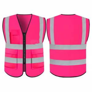 Chalecos de seguridad reflectantes modernos de alta visibilidad con 8 bolsillos, cremallera frontal, ropa de construcción unisex a bajo precio - Product Image 1