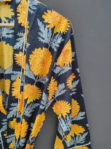 Bata Kimono de Algodón 100% Tejido Transpirable con Estampado de Dibujos Animados para Mujer, Camisón de Verano Hecho a Mano ODM con Cuello en V y Cintura Elástica hasta la Rodilla - Product Image 3