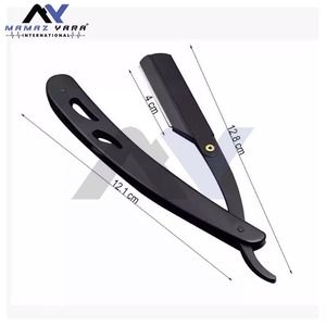 Rasoir de barbier pliant à bord droit en acier inoxydable de qualité supérieure, finition noire élégante, outil de rasage de précision professionnel - Product Image 6