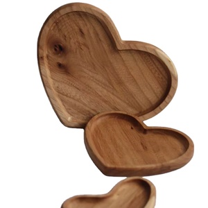 Best Seller Heart Shaped Wooden Tray Set of Three for <b>Tabletop</b> Kitchen Coffee Decor Handmade Natural Wood Set of Small - Product Image 1