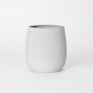 Pot de jardin décoratif moderne en fibre de verre, blanc, rond, côtelé, de haute qualité et luxueux, pour intérieur et extérieur, 3 tailles - Product Image 6