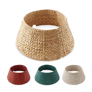 ผู้ผลิต OEM รับผลิตตามขนาดที่ต้องการ ผ้าคลุมฐานต้นไม้ทอจากผักตบชวา พร้อมช่องสำหรับเชือก ผ้าคลุมฐานต้นคริสต์มาสแบบธรรมชาติ ขายส่ง - Product Image 1