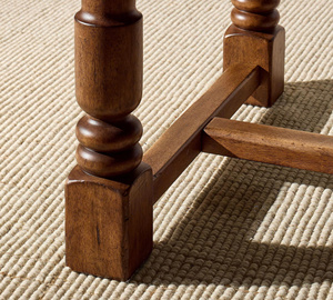 <b>Rustic</b> Wooden <b>Dining</b> <b>Table</b> Antique Rectangular Top with Turned Legs and Stable Base - Product Image 4