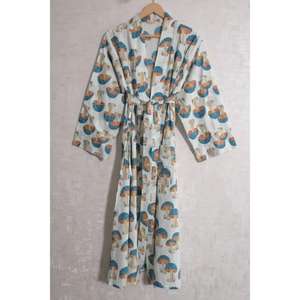 Bata Kimono de Algodón Estampado para Mujer, Estilo Bohemio, Informal, para el Hogar, Transpirable, de Secado Rápido, con Cuello en V, Largo Completo - Product Image 4