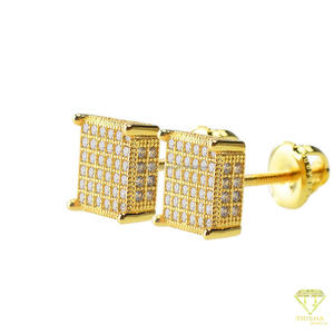 Boucles d'oreilles carrées en argent sterling 925 avec diamants Moissanite, éclat brillant, bijoux de luxe pour hommes et femmes - Product Image 4