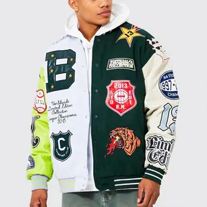 Wholesale OEM Custom LOGO Embroidered NASCAR vintage jackets letter high street 100% Cotton collage baseball varsity jackets men