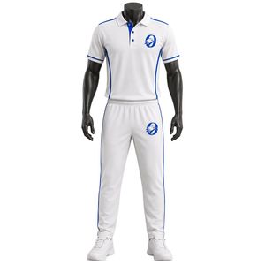Conjunto de Cricket Sublimado Blanco y Azul para Hombre, Jersey y Pantalones Cortos de Manga Corta, Uniforme de Equipo, Ropa Deportiva para Entrenamiento y Partidos al Aire Libre - Product Image 1