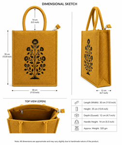 Mustard Jute Tote <b>Bag</b> with Black Hand Block Print Zipper Eco Friendly <b>Reusable</b> Shopping <b>Bag</b> - Product Image 2
