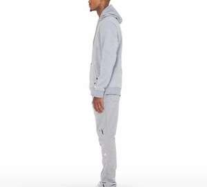 Ensemble sweat à capuche et pantalon de survêtement 100 % coton délavé personnalisé, coupe large évasée, patchwork, effet usé, pour l'hiver - Product Image 6