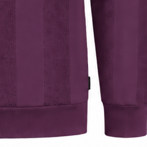 Plum Purple <b>Mens</b> <b>Long</b> <b>Sleeve</b> Knit <b>Polo</b> Sweater Textured Stripe Pattern Ribbed Collar Cuffs Smart Casual Premium Pullover <b>Shirt</b> - Product Image 5