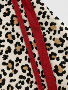 Pantalones deportivos suaves de pierna ancha con estampado de leopardo blanco y amarillo para mujer, ropa informal transpirable con rayas rojas para mujer - Product Image 6