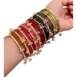 Glass Kashmiri <b>Bangles</b> For Weeding Women Rain Drop <b>Bangles</b> Churiyan 24 Glass with 8 Jhumki <b>Bangles</b> Set by Star Impex - Product Image 6