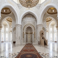 Panneau mural de prière islamique en marbre blanc poli, dalle épaisse décorative, arche Mihrab en relief, carrelage de revêtement intérieur pour mosquée Hayat