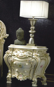 Royal Solid Teak Wood Bedroom Furniture Set Luxury Cream White Gold Carved King <b>Size</b> <b>Bed</b> 2 Nightstands Villa Master Suite - Product Image 2