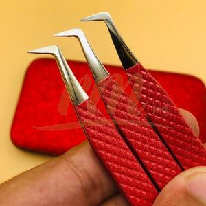 Pinzas de extensión de punta de plata para mujer, juego de pinzas de color rojo, de lujo, profesional, personalizado, Etiqueta Privada - Product Image 2