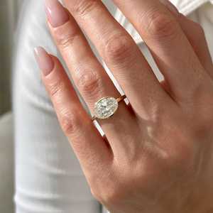 Anillo de Compromiso con Diamante Ovalado de 3 Quilates Cultivado en Laboratorio, Media Montura en Oro de 14k, Anillo Solitario de Alta Calidad, Certificado IGI - Product Image 2
