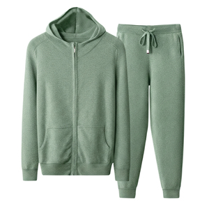 ชุดกีฬาผู้ชายผ้าฝ้ายคุณภาพสูงแบบสั่งทำพิเศษ ดีไซน์เนอร์ออริจินัล ชุดเซ็ต 2 ชิ้น กางเกงจ็อกเกอร์และเสื้อฮู้ดดี้ พร้อมโลโก้ปัก - Product Image 1